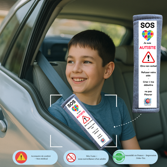 Protège-ceinture enfant TSA & Autisme – Accessoire sécurité & urgence médicale