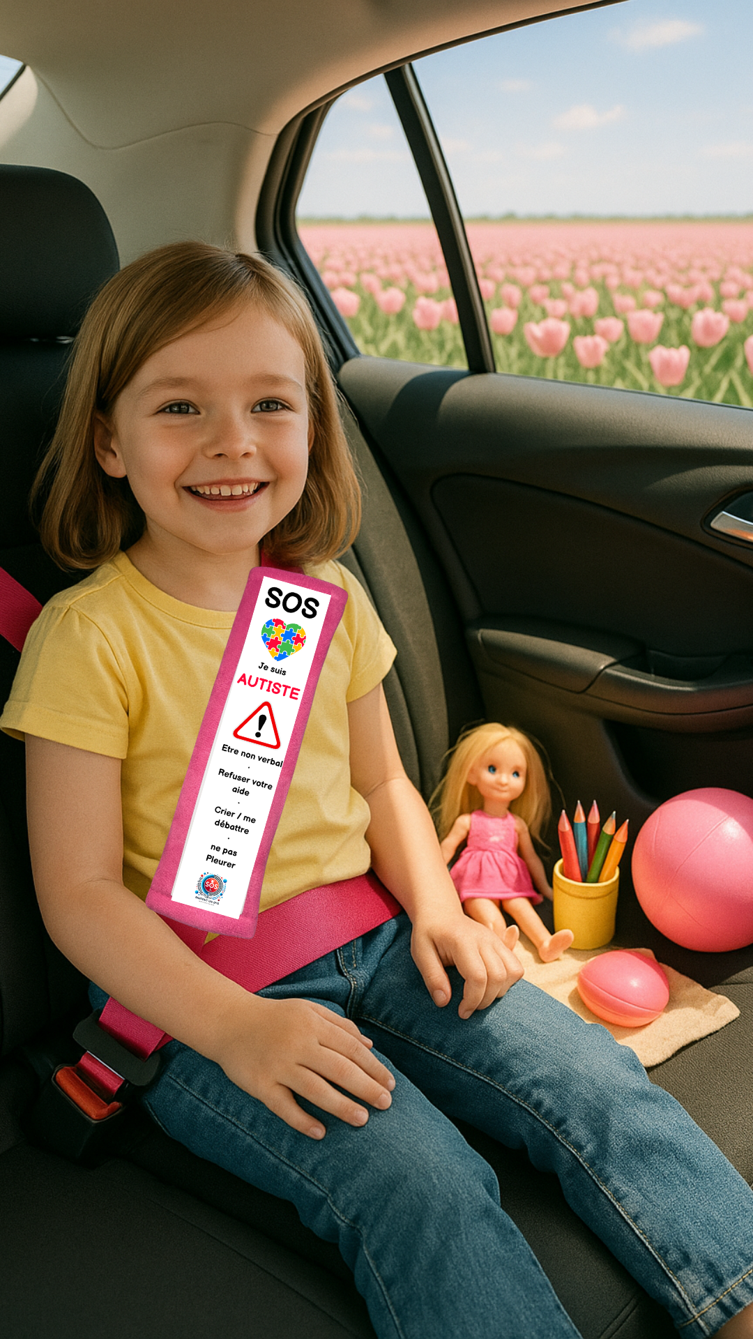 Protège-ceinture enfant TSA & Autisme – Accessoire sécurité & urgence médicale