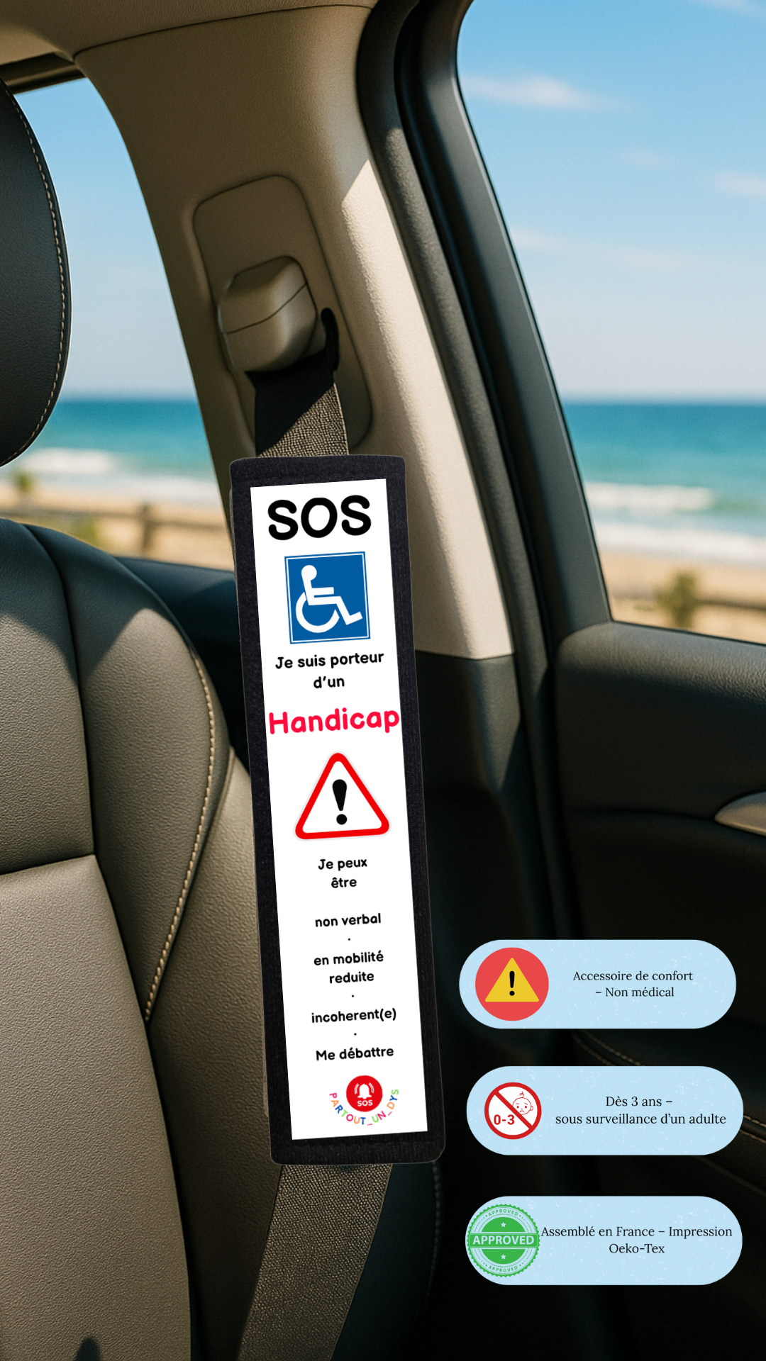 Protège ceinture Handicap – housse d alerte pour prise en charge d’urgence