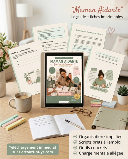 Ebook Maman Aidante | Guide organisation famille TSA handicap  + 10 fiches imprimables | Charge mentale | MDPH | PDF à télécharger