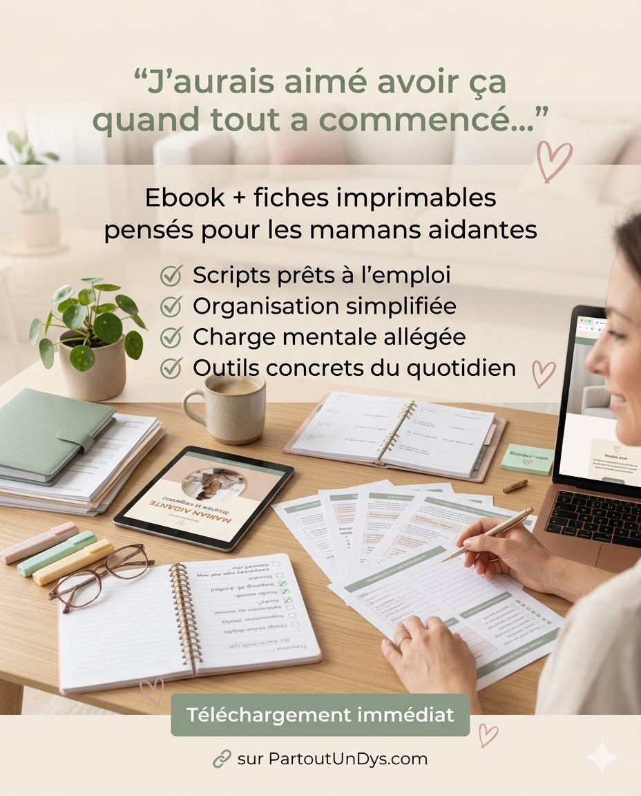 Ebook Maman Aidante | Guide organisation famille TSA handicap  + 10 fiches imprimables | Charge mentale | MDPH | PDF à télécharger